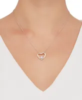 Cubic Zirconia Heart 18" Pendant Necklace in Sterling Silver & 14k Gold-Plate