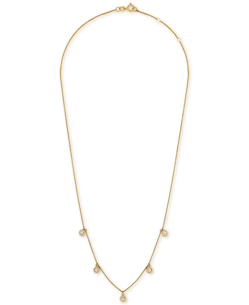 Wrapped Diamond Dangle Statement Necklace (1/4 ct. t.w.) in 14k Gold, 16" + 2" extender, Created for Macy's