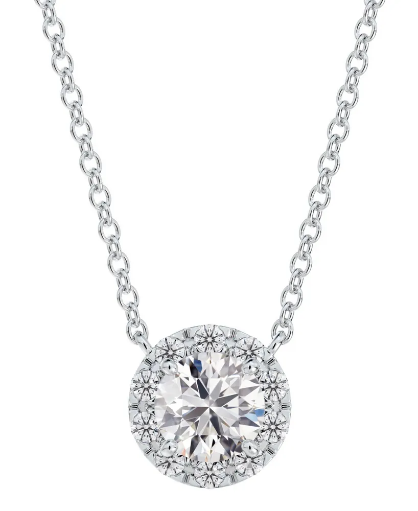 Portfolio by De Beers Forevermark Diamond Halo Pendant Necklace (1/2 ct. t.w.) in 14k White or Yellow Gold, 16" + 2" extender