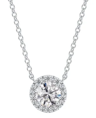 Portfolio by De Beers Forevermark Diamond Halo Pendant Necklace (1/2 ct. t.w.) in 14k White or Yellow Gold, 16" + 2" extender