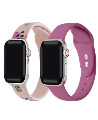 Men's and Women's Purple Floral and Purple 2 Piece Silicone Band for Apple Watch 38mm