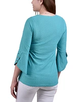 Women's 3/4 Tulip Sleeve Blouse with Necklace