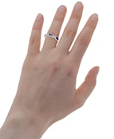 Lab-Grown Blue Sapphire (7/8 ct. t.w.) & Diamond (1/20 Ring Sterling Silver (Also Pink Topaz)