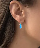 Lab-Created Blue Opal Inlay Teardrop Drop Earrings in Sterling Silver