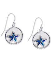 Lab-Grown Blue Opal & Mother-of-Pearl Inlay Starfish Drop Earrings in Sterling Silver