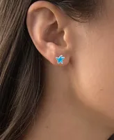 Lab-Created Blue Opal Starfish Stud Earrings in Sterling Silver