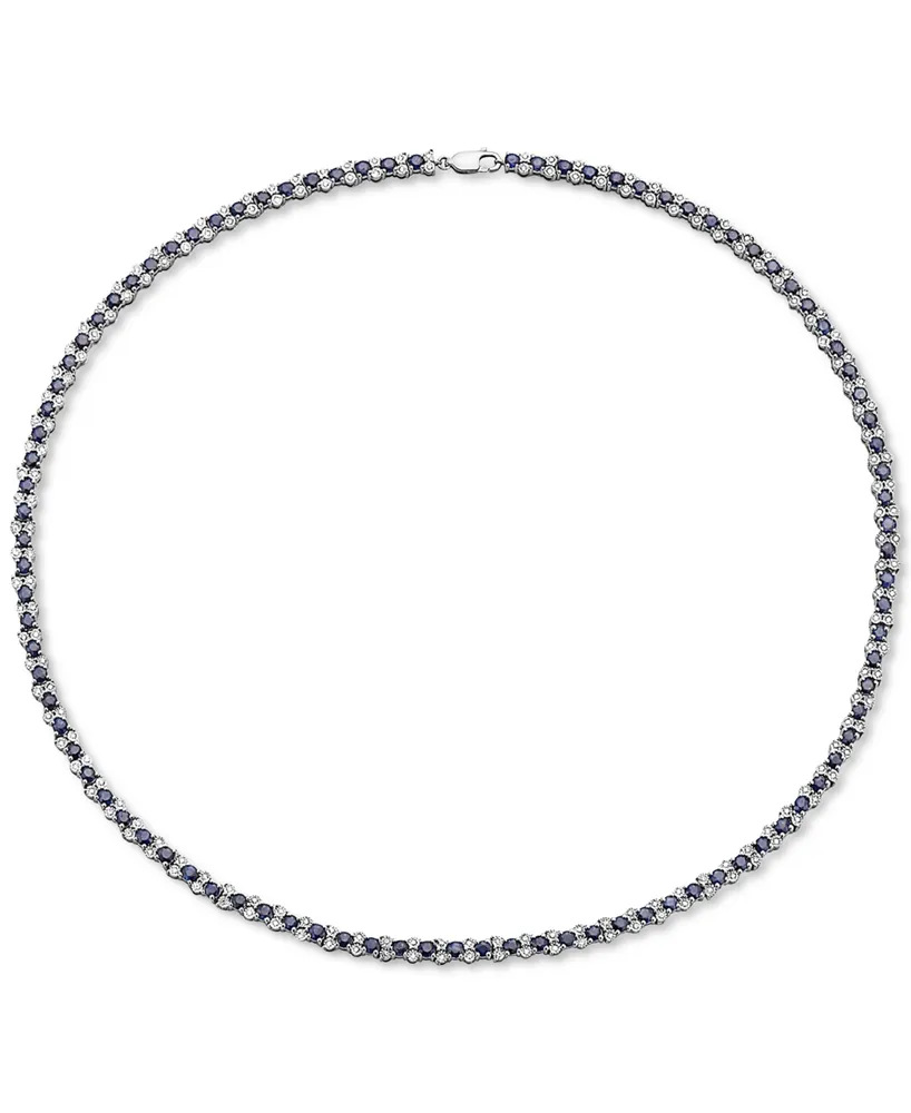 Effy Sapphire (9-7/8 ct. t.w.) & Diamond (7/8 ct. t.w.) All-Around 18" Statement Necklace in Sterling Silver