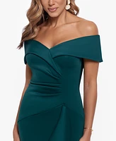 Xscape Ruffled Off-The-Shoulder Gown