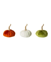 Glitzhome Set of 3 Velvet-textured Pumpkins