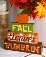 Glitzhome 12" H Led Lighted Fall Wooden Block Word Sign