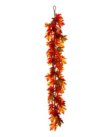 Glitzhome 6' L Fall Lighted Maple Leaves Garland