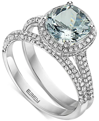 Effy Aquamarine (2-1/6 ct. t.w.) & Diamond (3/4 ct. t.w.) Bridal Set in 14k White Gold