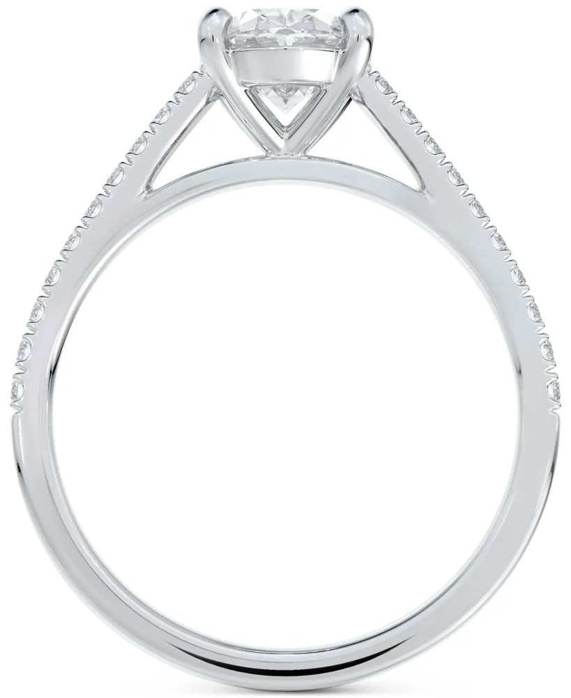 Portfolio by De Beers Forevermark Diamond Oval-Cut Cathedral Solitaire & Pave Engagement Ring (7/8 ct. t.w.) in 14k White Gold