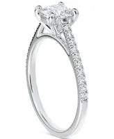 Portfolio by De Beers Forevermark Diamond Cushion-Cut Cathedral Solitaire & Pave Engagement Ring (5/8 ct. t.w.) in 14k White Gold