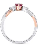 Ruby (2/5 ct. t.w.) & Diamond (1/5 Twisted Ring 14k White Rose Gold