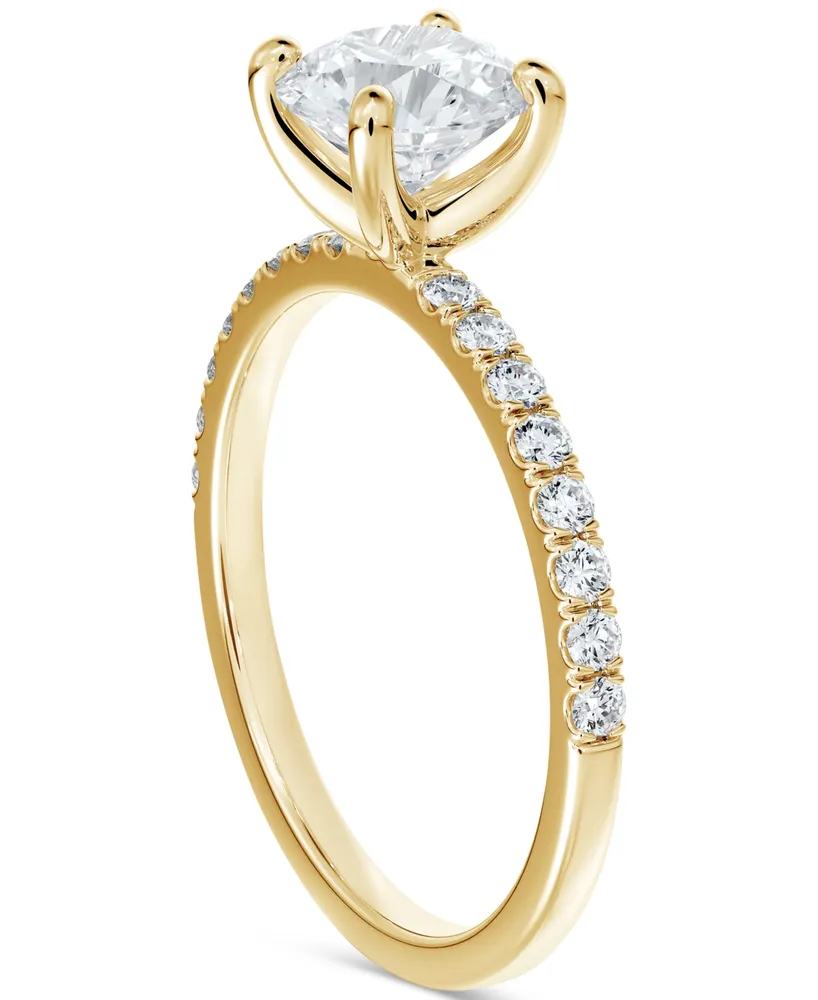 Portfolio by De Beers Forevermark Diamond Solitaire Round-Cut Pave Engagement Ring (7/8 ct. t.w.) in 14k Gold