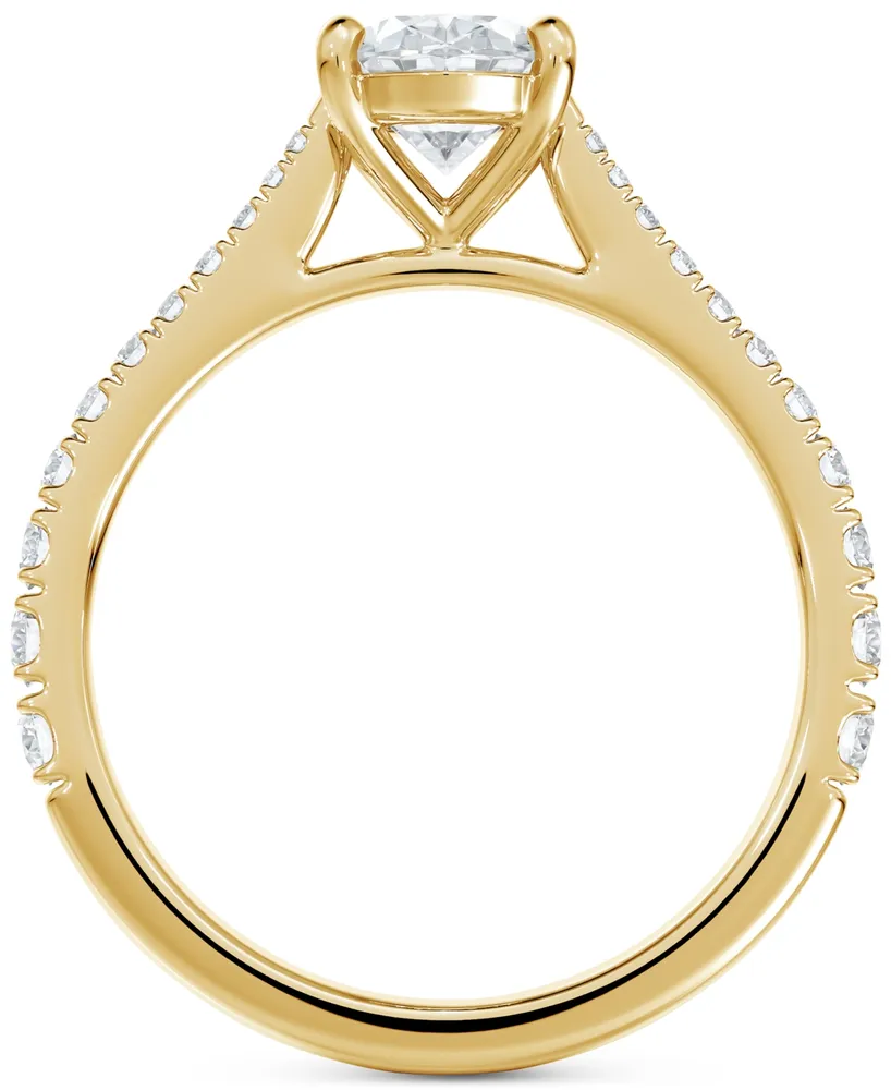 Portfolio by De Beers Forevermark Diamond Oval-Cut Solitaire Tapered Pave Engagement Ring (1-1/10 ct. t.w.) in 14k Gold