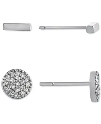 Giani Bernini 2-Pc. Cubic Zirconia Cluster & Bar Stud Earrings in Sterling Silver, Created for Macy's