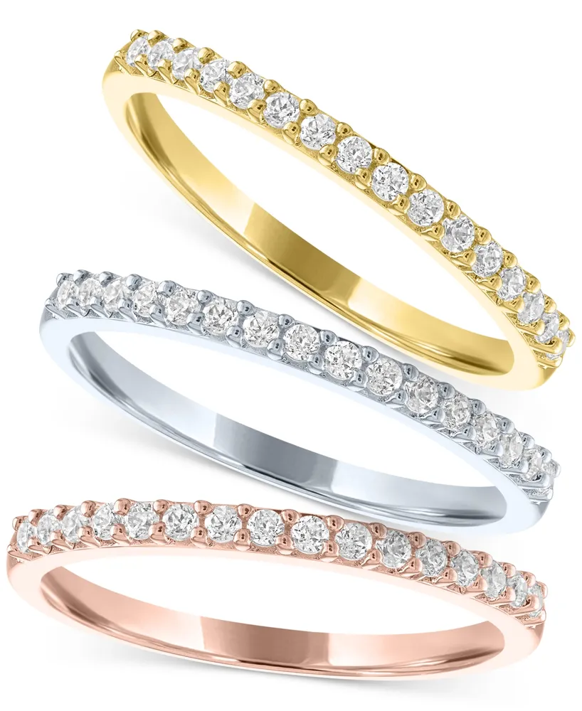 Forever Grown Diamonds 3-Pc. Set Lab-Created Diamond Stacking Rings (1/2 ct. t.w.) in Sterling Silver, 14k Gold