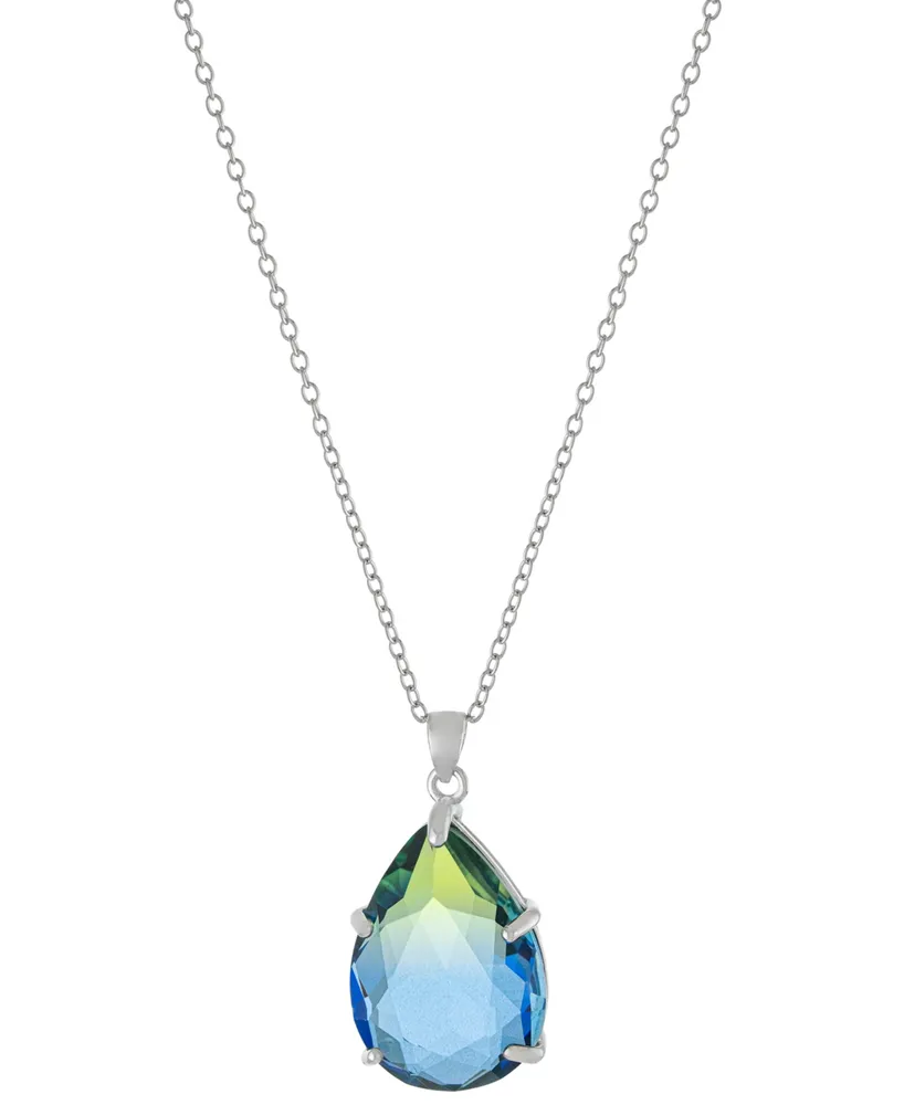 Giani Bernini Color Crystal Pear Pendant Necklace in Sterling Silver, 16" + 2" extender, Created for Macy's