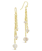 Women's Mixed Chain Link Pearl Dangle Earrings