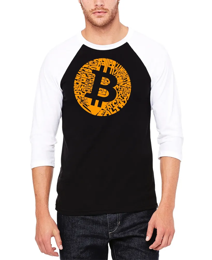 La Pop Art Men's Bitcoin Raglan Word T-shirt