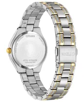 Citizen Eco-Drive Women's Silhouette Crystal Two-Tone Stainless Steel Bracelet Watch 30mm