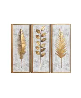 Contemporary Floral Wall Decor, Set of 3 - Gold