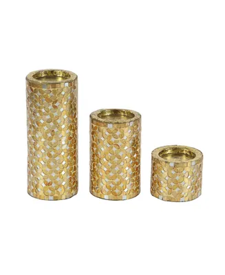Glam Candle Holder Set, 3 Pieces - Gold