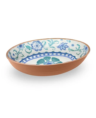 Tarhong Rio Turquoise Floral Melamine Oval Serve Bowl