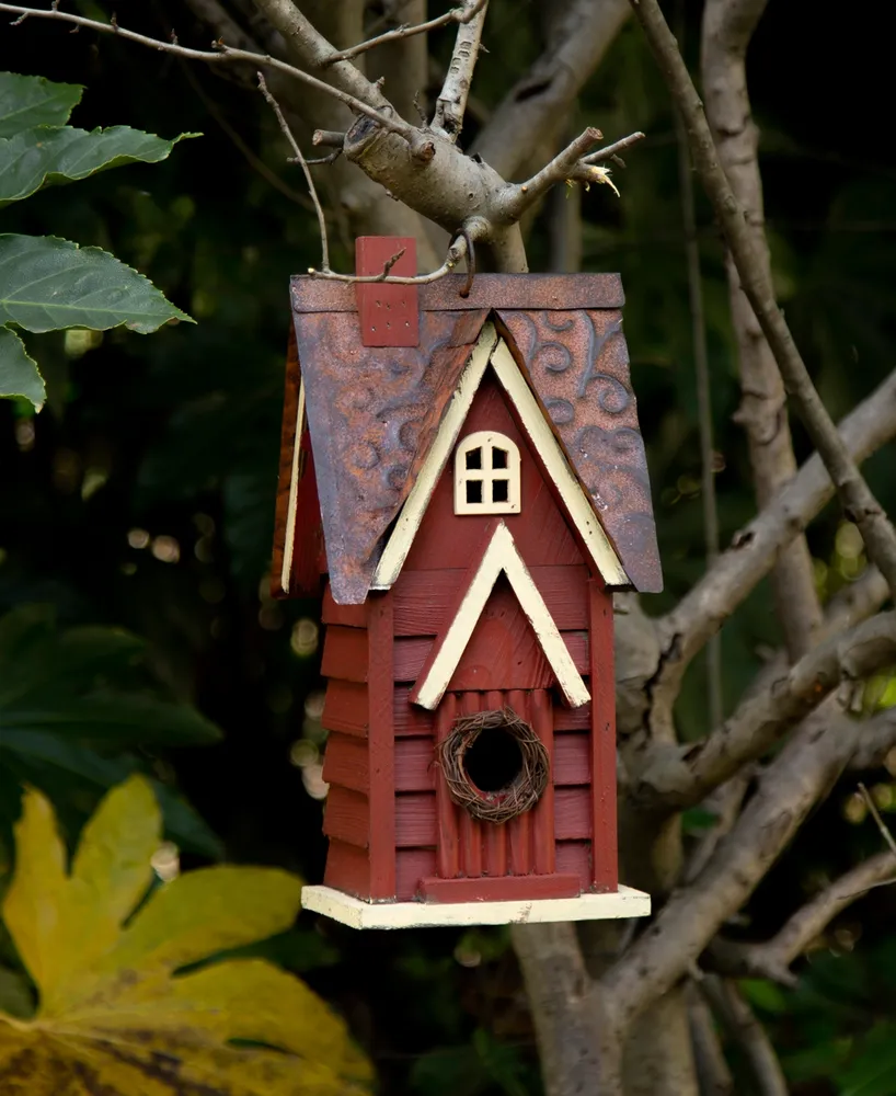 Glitzhome Distressed Cottage Birdhouse, 12"