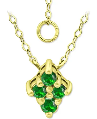 Giani Bernini Lab-Grown Green Quartz Cluster Pendant Necklace, 16" + 2" extender, Created for Macy's