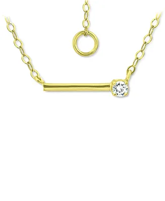 Giani Bernini Cubic Zirconia Solitaire Bar Pendant Necklace, 16" + 2" extender, Created for Macy's