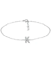 Giani Bernini Cubic Zirconia Initial Ankle Bracelet in Sterling Silver, Created for Macys