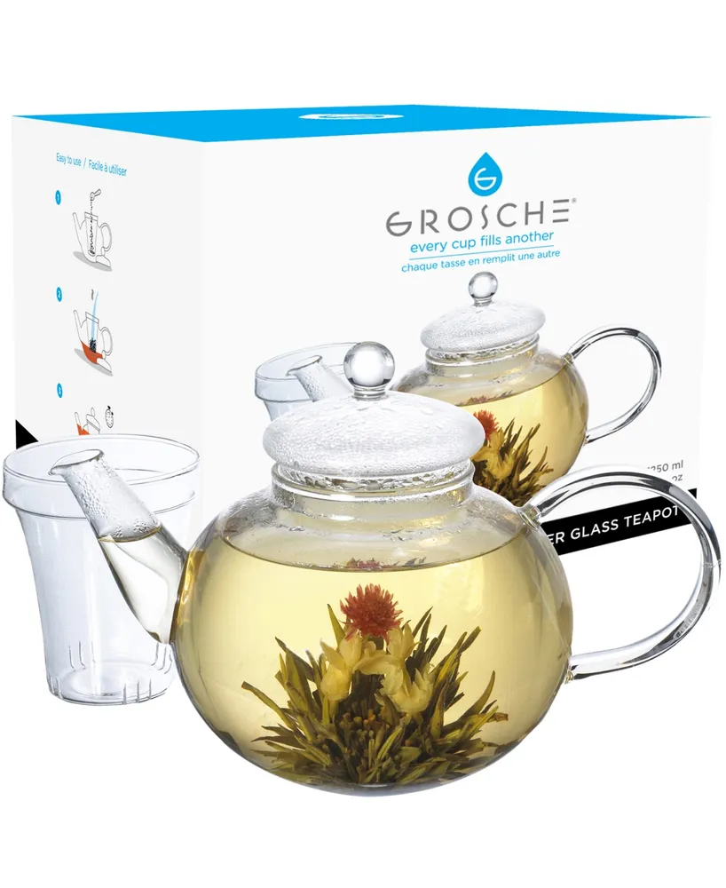 Ovente Glass Tea Kettle 27oz, With Tea Infuser for Loose-Leaf Tea