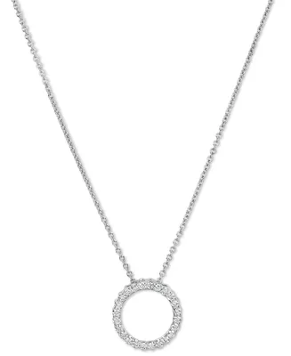 Diamond Circle Pendant Necklace (1/3 ct. t.w.) 14k White or Yellow Gold, 16" + 2" extender