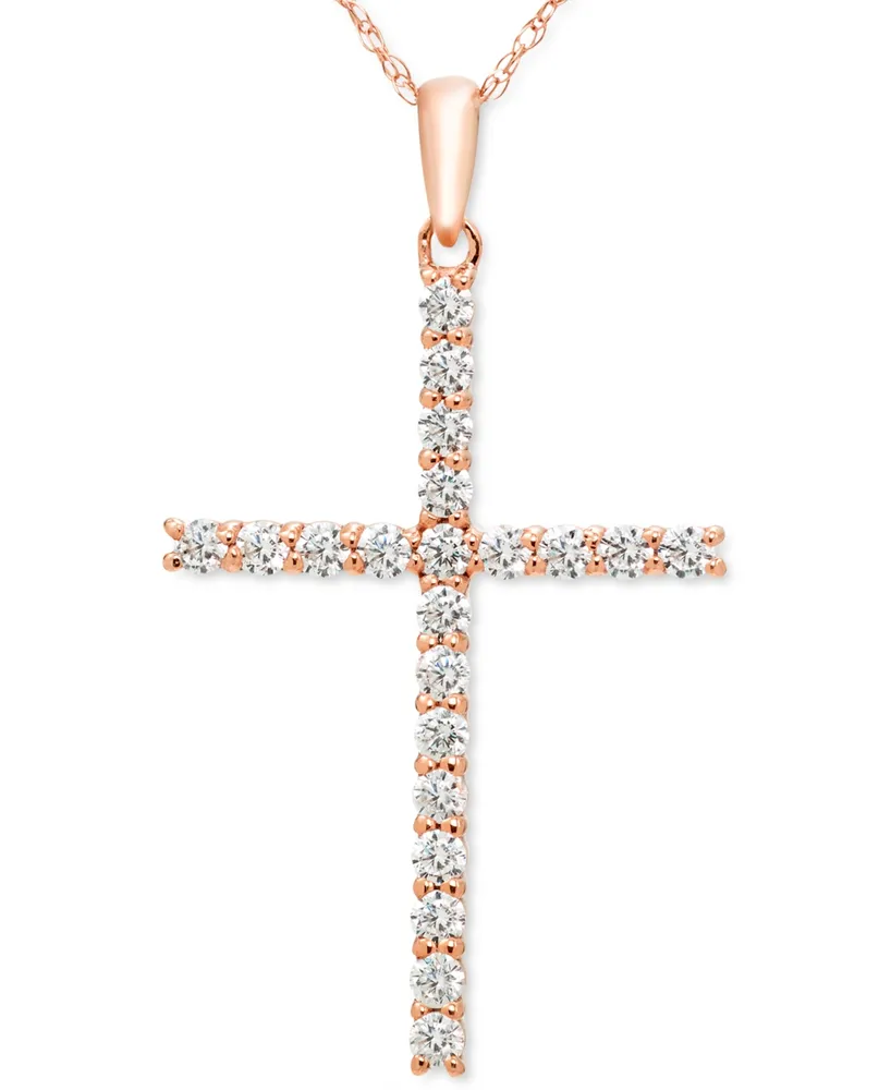 Diamond Cross 18" Pendant Necklace (1/2 ct. t.w.) 14k White, Yellow or Rose Gold