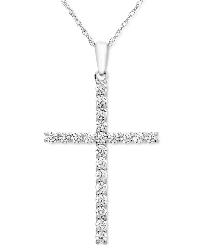 Diamond Cross 18" Pendant Necklace (1/2 ct. t.w.) 14k White, Yellow or Rose Gold