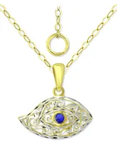 Giani Bernini Lab-Grown Blue Sapphire Evil Eye Filigree Pendant Necklace, 16" + 2" extender, Created for Macy's