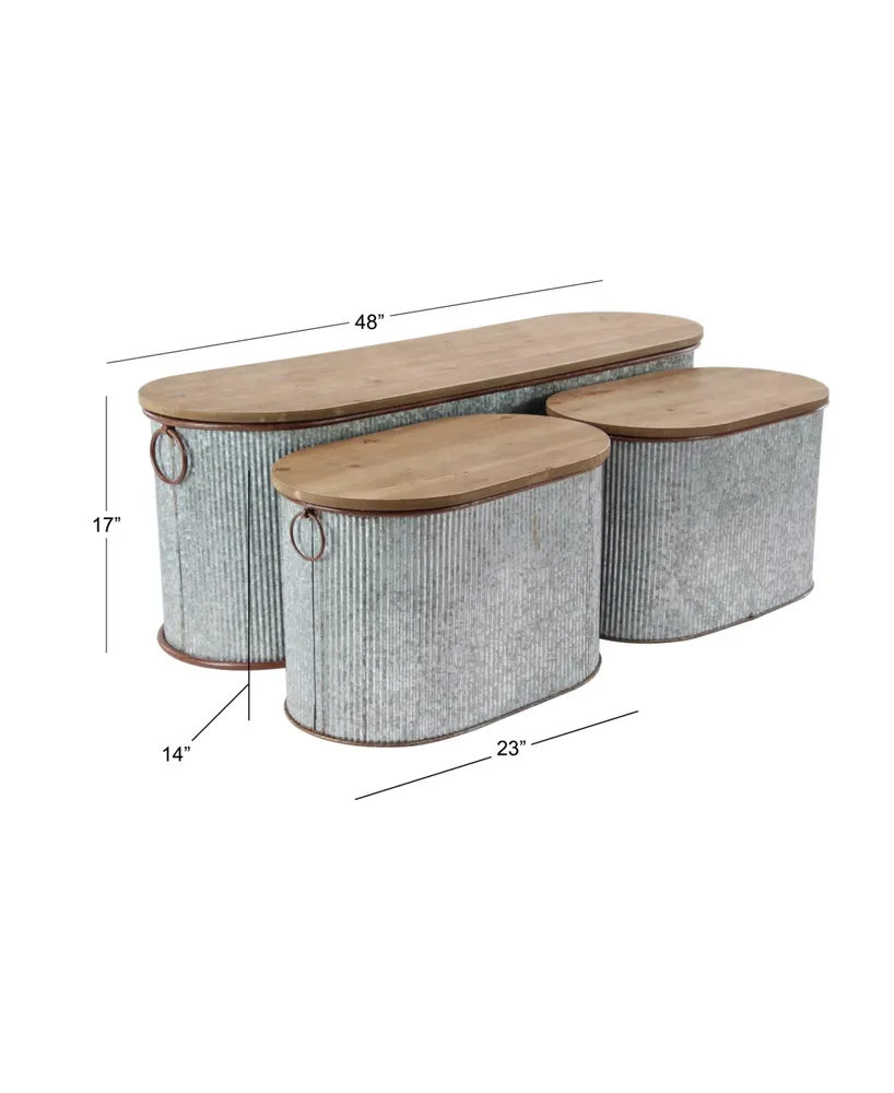 Farmhouse Storage Bench, Set of 3