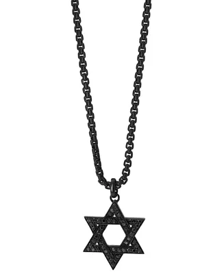 Effy Men's Black Spinel Star of David 24" Pendant Necklace in Black Pvd Plated Sterling Silver