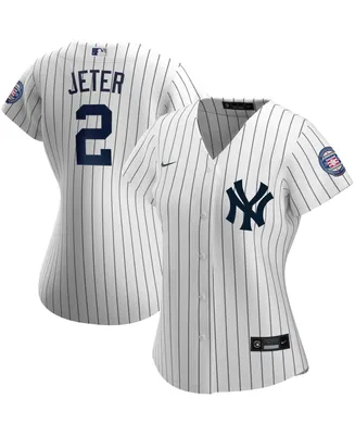 Women's Derek Jeter White and Navy New York Yankees 2020 Hall of Fame Induction Home Replica Player Name Jersey