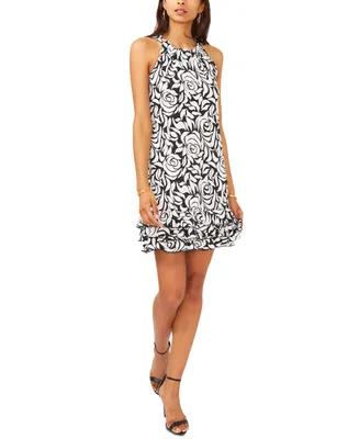 Msk Embellished Floral-Print Sheath Dress