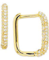 Cubic Zirconia Pave Square Hoop Earrings