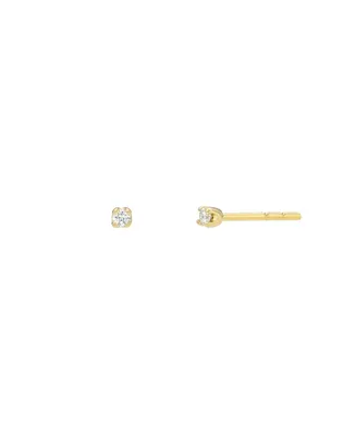 Mini 4 Prong Diamond 14K Yellow Gold Stud Earrings
