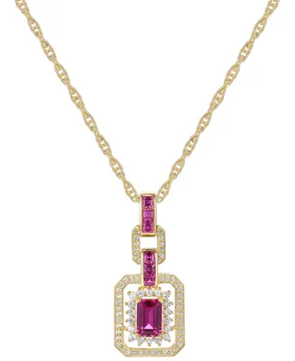 Sapphire (1 ct. t.w.) & Diamond (1/5 ct. t.w.) Halo Pendant Necklace in 14k White Gold (Also in Ruby)
