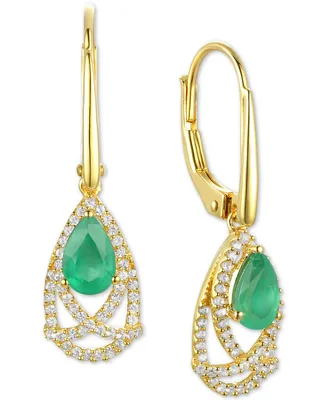 Sapphire (1 ct. t.w.) & Diamond (1/4 Drop Earrings 14k Gold (Also Emerald Ruby)