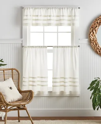 Martha Stewart Collection Water's Edge Backtab Tufted Valance & Tiers Set, Created For Macy's