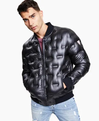 Guess Men's Stamp Quilt Puffer Bomber Jacket