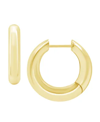 And Now This High Polished Thick Puff Hinge Hoop Earring, Gold Plate and Silver Plate - Gold